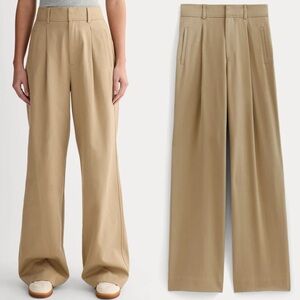 Everlane Draper Pleated Pant Buttersmooth Ash Brown Wide Leg Trouser Khaki 8